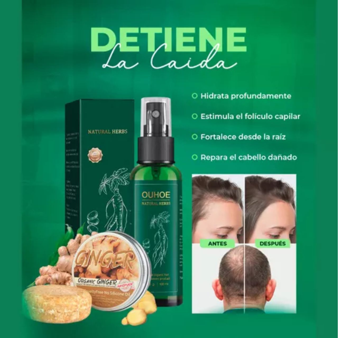 OUHOE NATURAL ELIXIR - REPARADOR ANTICAIDA EN SPRAY - 100% EFECTIVO