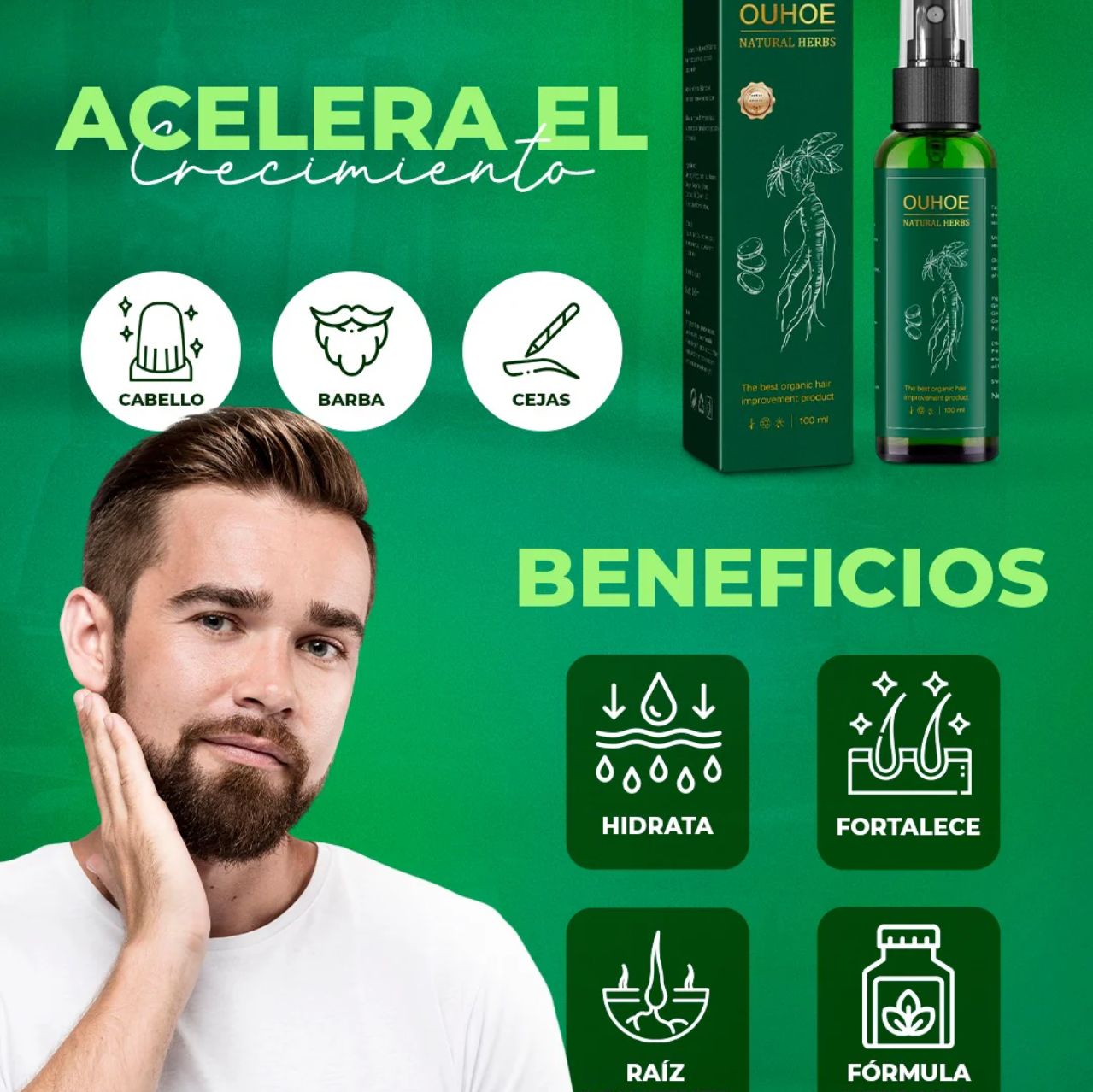 OUHOE NATURAL ELIXIR - REPARADOR ANTICAIDA EN SPRAY - 100% EFECTIVO