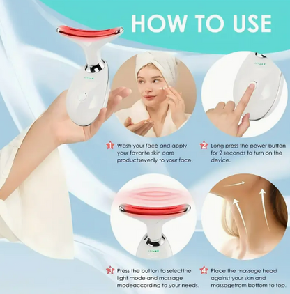 LIFTING FACIAL ULTRA®️MASAJEADOR FACIAL Y DE CUELLO LED -  DE PULSO INTENSO